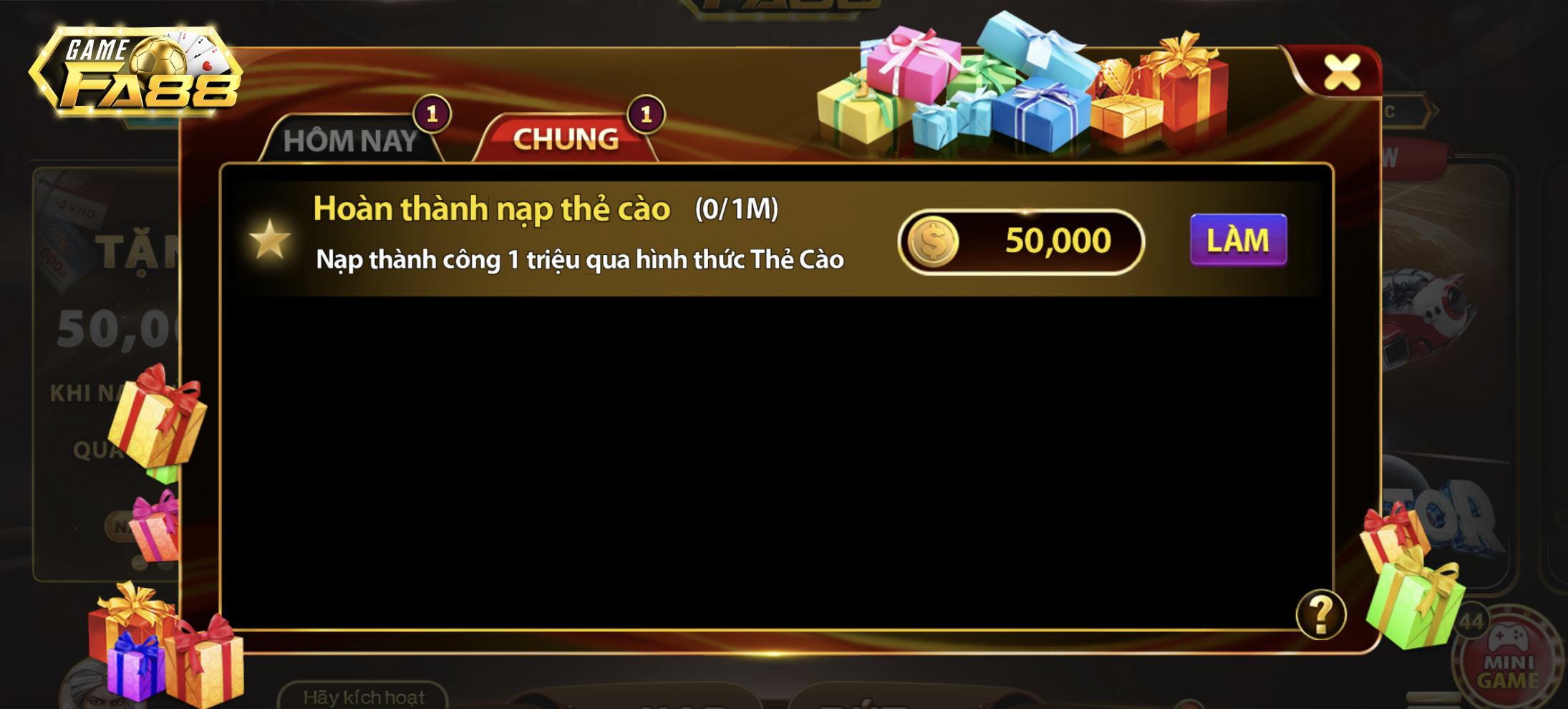 Tặng ngay 50k khi nạp đủ 1 triệu qua thẻ cào