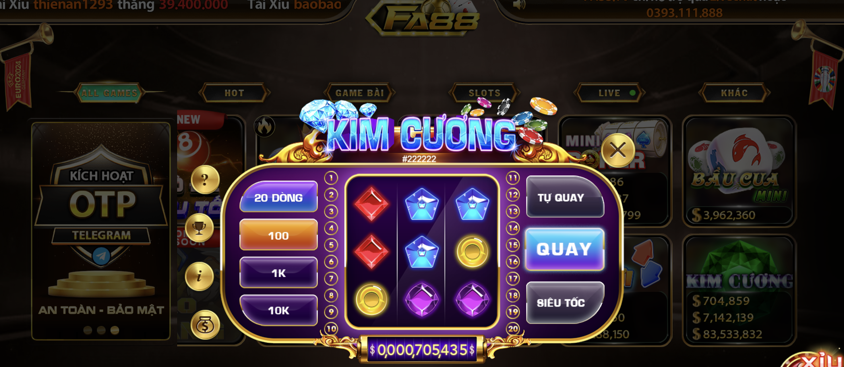 FA88 – Mini Game Kim Cương Đổi Thưởng Rút Tiền Thật